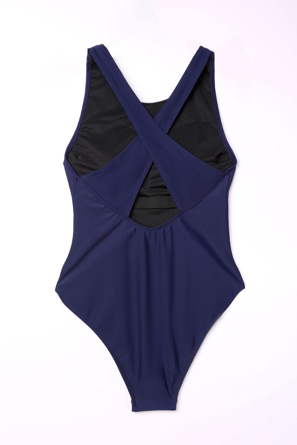 LC443470-105-S, LC443470-105-M, LC443470-105-L, LC443470-105-XL, LC443470-105-2XL, Blue Women's Cross Back Swimwear High Cut One Piece Bathing Suits Swimsuit