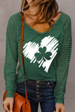 St. Patrick's Day Clover Shamrock Long Sleeve T Shirt for Women