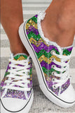 Mardi Gras Sneakers for Women Lace up Canvas Shoes