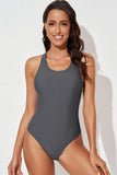 LC443470-11-S, LC443470-11-M, LC443470-11-L, LC443470-11-XL, LC443470-11-2XL, Gray Women's Cross Back Swimwear High Cut One Piece Bathing Suits Swimsuit