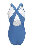 LC443470-5-S, LC443470-5-M, LC443470-5-L, LC443470-5-XL, LC443470-5-2XL, Blue Women's Cross Back Swimwear High Cut One Piece Bathing Suits Swimsuit