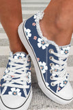 BH022293-5-38, BH022293-5-39, BH022293-5-40, BH022293-5-41, BH022293-5-42, BH022293-5-43, Blue Women’s Canvas Floral Low Cut Lace-up Casual Shoes