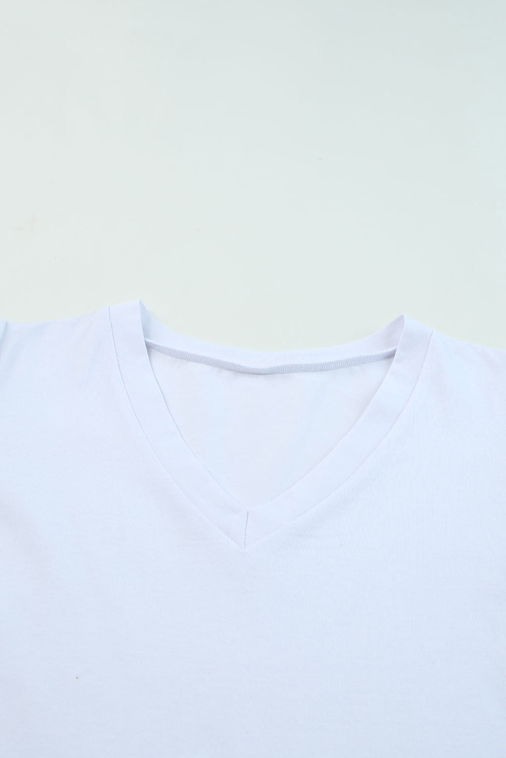 LC25219590-1-S, LC25219590-1-M, LC25219590-1-L, LC25219590-1-XL, White Women's Summer Casual Shirts Puff Sleeve V Neck T-Shirt