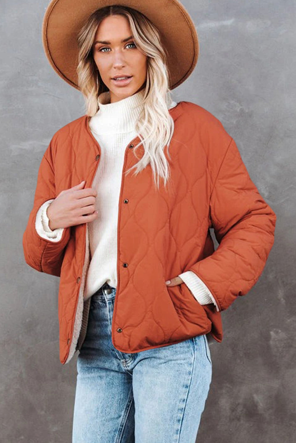 Womens Solid Buttoned Double-sided Coat