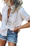 Gray Crochet Lace Splicing Short Sleeve Top