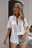 Gray Crochet Lace Splicing Short Sleeve Top