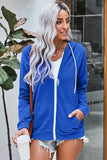 Oversized Zip Up Hoodie Sweatshirt Solid Color Jacket with Zipper