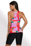 Womens Racerback Ombre Color Block Print Tankini Swimsuits