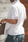 Gray Crochet Lace Splicing Short Sleeve Top