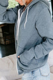 Oversized Zip Up Hoodie Sweatshirt Solid Color Jacket with Zipper