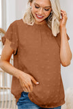 Womens Ruffled Sleeve Swiss Dot T-shirts