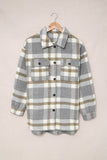 Women Long Sleeve Shirts Plaid Shackets Jacket with Pocket