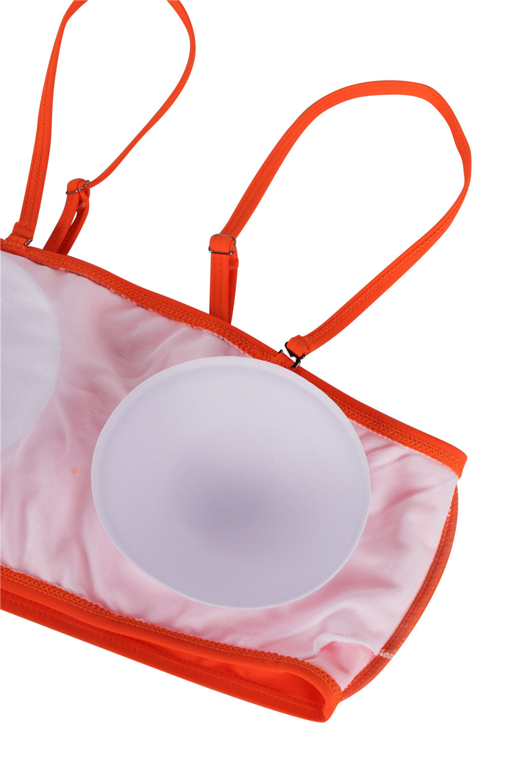 Womens Sexy Plain Bandeau Top&High Waist Bottom Bikini Set Orange