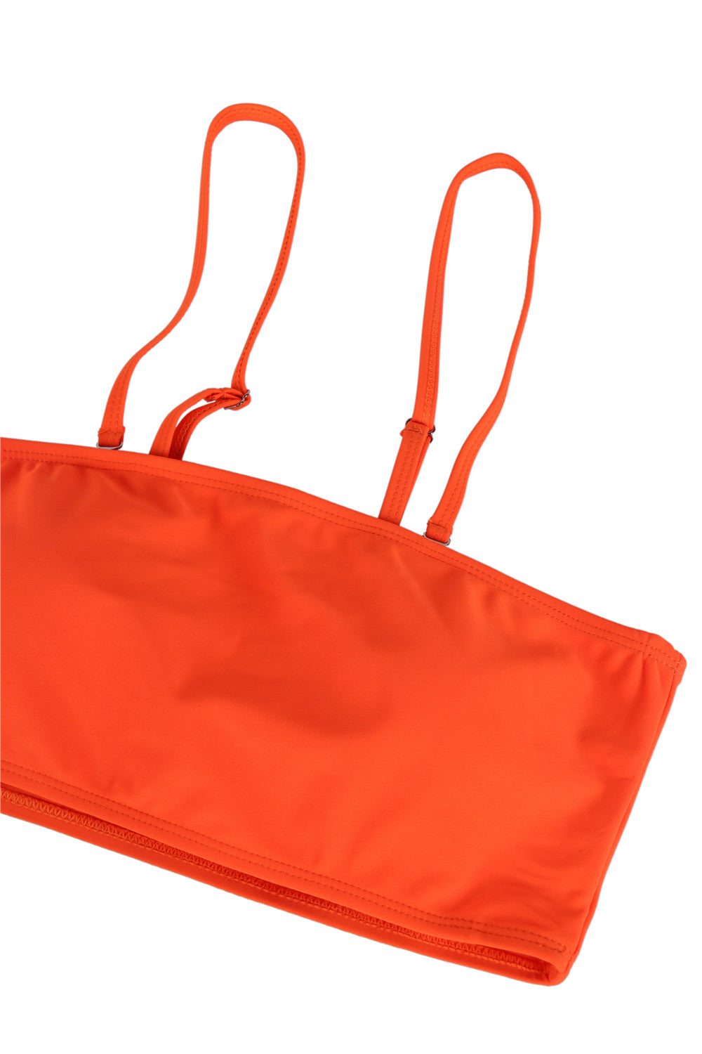 Womens Sexy Plain Bandeau Top&High Waist Bottom Bikini Set Orange