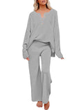 Women's 2 Piece Outfit Set Knit Pullover Sweater and Wide Leg Pants Tracksuit Loungewear