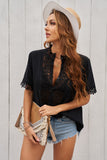 Gray Crochet Lace Splicing Short Sleeve Top