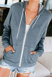 Oversized Zip Up Hoodie Sweatshirt Solid Color Jacket with Zipper