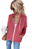 Oversized Zip Up Hoodie Sweatshirt Solid Color Jacket with Zipper