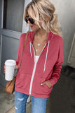 Oversized Zip Up Hoodie Sweatshirt Solid Color Jacket with Zipper
