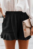 Solid Ruffle High Waisted Linen Shorts