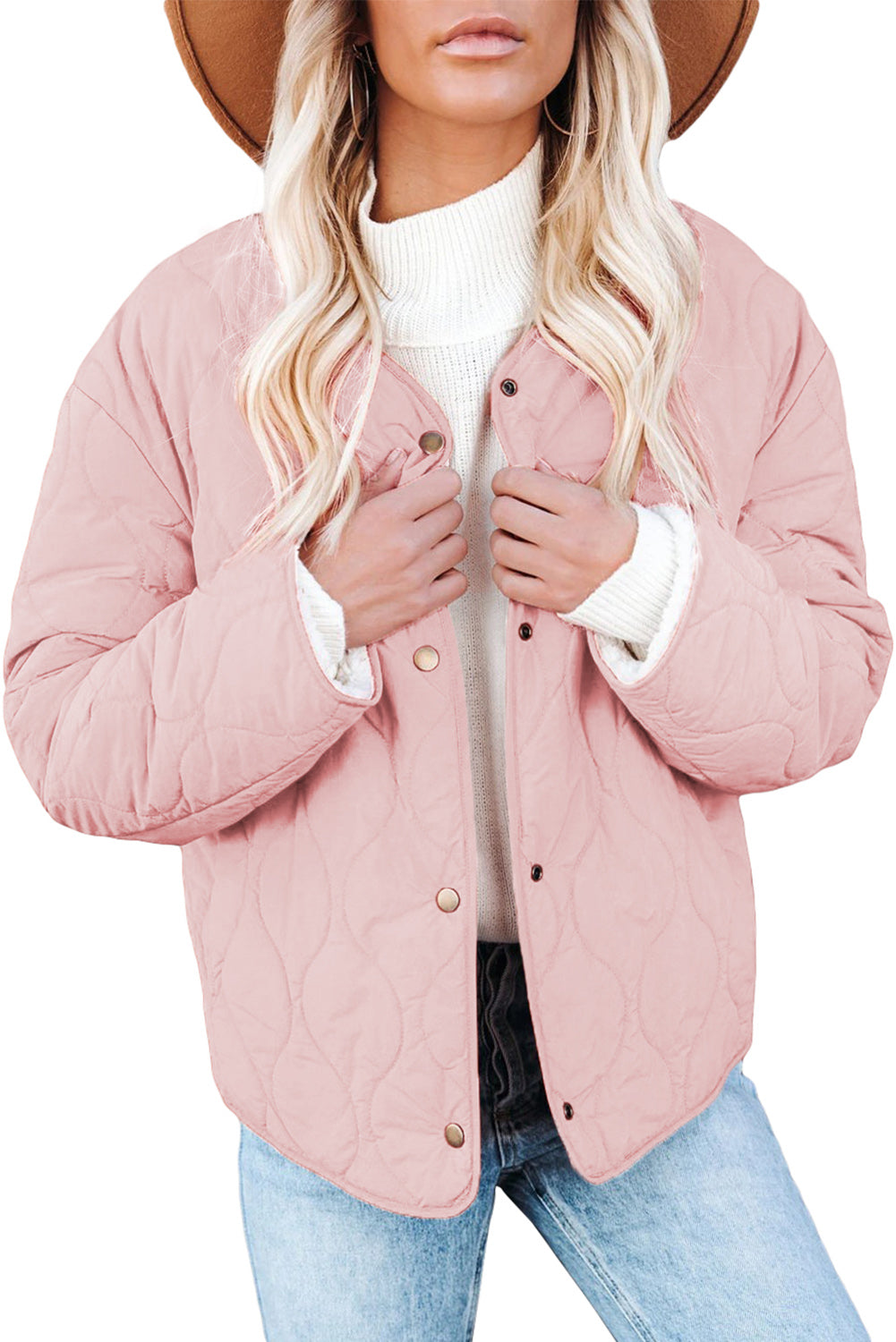 Womens Solid Buttoned Double-sided Coat