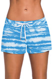 Women's Wide Elastic Drawstring Tie-dye Swim Shorts