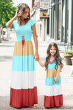 Multicolor Family Matching Color Block Maxi Dress for Women LC613732-22
