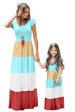 Multicolor Family Matching Color Block Maxi Dress for Women LC613732-22