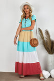 Multicolor Family Matching Color Block Maxi Dress for Women LC613732-22