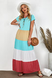 Multicolor Family Matching Color Block Maxi Dress for Women LC613732-22