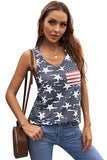 LC2561855-2-S, LC2561855-2-M, LC2561855-2-L, LC2561855-2-XL, LC2561855-2-2XL, Black Stars Stripes Pocket National Day Tank Top Patriotic Sleeveless Tops Shirts