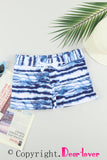 LC472155-5-S, LC472155-5-M, LC472155-5-L, LC472155-5-XL, LC472155-5-2XL, Sky Blue/Blue/Rose Drawstring Tie-dye Swim Shorts