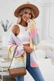 LC271343-22-S, LC271343-22-M, LC271343-22-L, LC271343-22-XL, LC271343-22-2XL, Multicolor  Ombre Tie-dye Drop Shoulder Cardigan