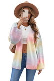 LC271343-22-S, LC271343-22-M, LC271343-22-L, LC271343-22-XL, LC271343-22-2XL, Multicolor  Ombre Tie-dye Drop Shoulder Cardigan
