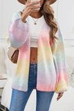 LC271343-22-S, LC271343-22-M, LC271343-22-L, LC271343-22-XL, LC271343-22-2XL, Multicolor  Ombre Tie-dye Drop Shoulder Cardigan