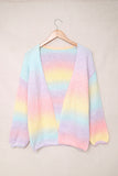 LC271343-22-S, LC271343-22-M, LC271343-22-L, LC271343-22-XL, LC271343-22-2XL, Multicolor  Ombre Tie-dye Drop Shoulder Cardigan