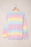 LC271343-22-S, LC271343-22-M, LC271343-22-L, LC271343-22-XL, LC271343-22-2XL, Multicolor  Ombre Tie-dye Drop Shoulder Cardigan