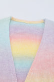 LC271343-22-S, LC271343-22-M, LC271343-22-L, LC271343-22-XL, LC271343-22-2XL, Multicolor  Ombre Tie-dye Drop Shoulder Cardigan