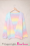 LC271343-22-S, LC271343-22-M, LC271343-22-L, LC271343-22-XL, LC271343-22-2XL, Multicolor  Ombre Tie-dye Drop Shoulder Cardigan