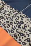 LC2539002-5-S, LC2539002-5-M, LC2539002-5-L, LC2539002-5-XL, LC2539002-5-2XL, Blue Triple Colorblock Zipper Sweatshirt   Colorblock Leopard Zipper Sweatshirt