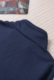 LC2539002-5-S, LC2539002-5-M, LC2539002-5-L, LC2539002-5-XL, LC2539002-5-2XL, Blue Triple Colorblock Zipper Sweatshirt   Colorblock Leopard Zipper Sweatshirt