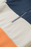 LC2539002-14-S, LC2539002-14-M, LC2539002-14-L, LC2539002-14-XL, LC2539002-14-2XL, Orange Triple Colorblock Zipper Sweatshirt   Colorblock Leopard Zipper Sweatshirt