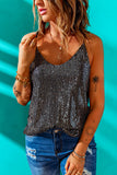 LC256728-11-S, LC256728-11-M, LC256728-11-L, LC256728-11-XL, LC256728-11-2XL, LC256728-11-xs, LC256728-11-XXL, Gray  Sequin Tank Top