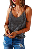 LC256728-11-S, LC256728-11-M, LC256728-11-L, LC256728-11-XL, LC256728-11-2XL, LC256728-11-xs, LC256728-11-XXL, Gray  Sequin Tank Top