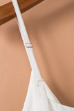 LC643831-1-S, LC643831-1-M, LC643831-1-L, LC643831-1-XL, LC643831-1-XS, White Solid Spaghetti Strap Wide Leg Drawstring High Waist Jumpsuit
