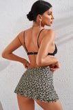 LC472108-20-S, LC472108-20-M, LC472108-20-L, LC472108-20-XL,  Leopard Drawstring Ruched Swim Skirt