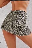 LC472108-20-S, LC472108-20-M, LC472108-20-L, LC472108-20-XL,  Leopard Drawstring Ruched Swim Skirt