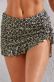 LC472108-20-S, LC472108-20-M, LC472108-20-L, LC472108-20-XL,  Leopard Drawstring Ruched Swim Skirt