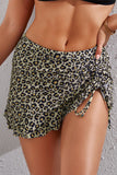 LC472108-20-S, LC472108-20-M, LC472108-20-L, LC472108-20-XL,  Leopard Drawstring Ruched Swim Skirt