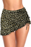 LC472108-20-S, LC472108-20-M, LC472108-20-L, LC472108-20-XL,  Leopard Drawstring Ruched Swim Skirt